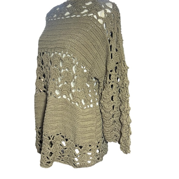 Vintage Crochet Boho Bell Sleeve Sweater Size L - Picture 3 of 6